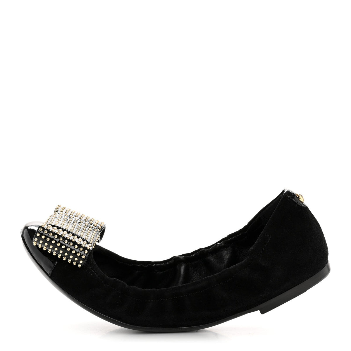 Louis Vuitton - Suede Patent Studded Flirty Ballerina Bow Flats
