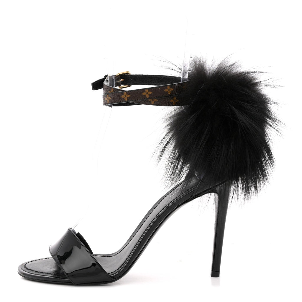 Louis Vuitton - Monogram Patent Fur Sandals