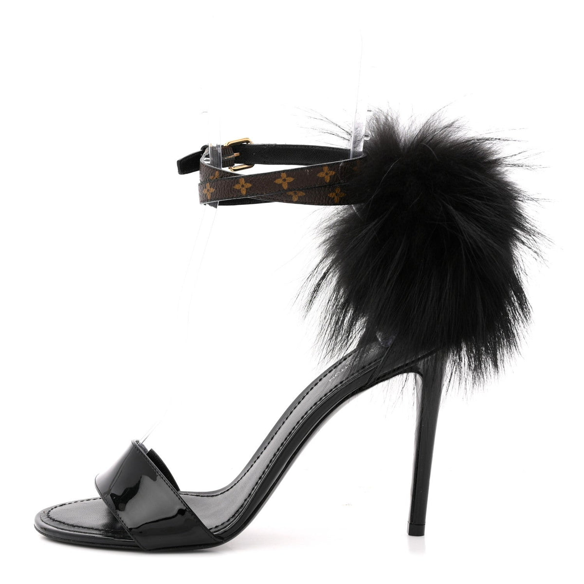 Louis Vuitton - Monogram Patent Fur Sandals