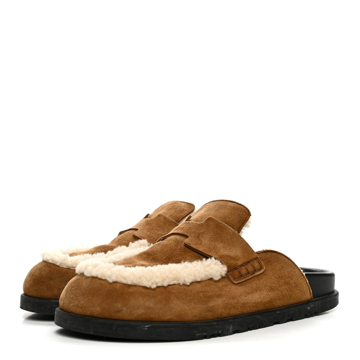 Hermès - Suede Goatskin Shearling Go Mules