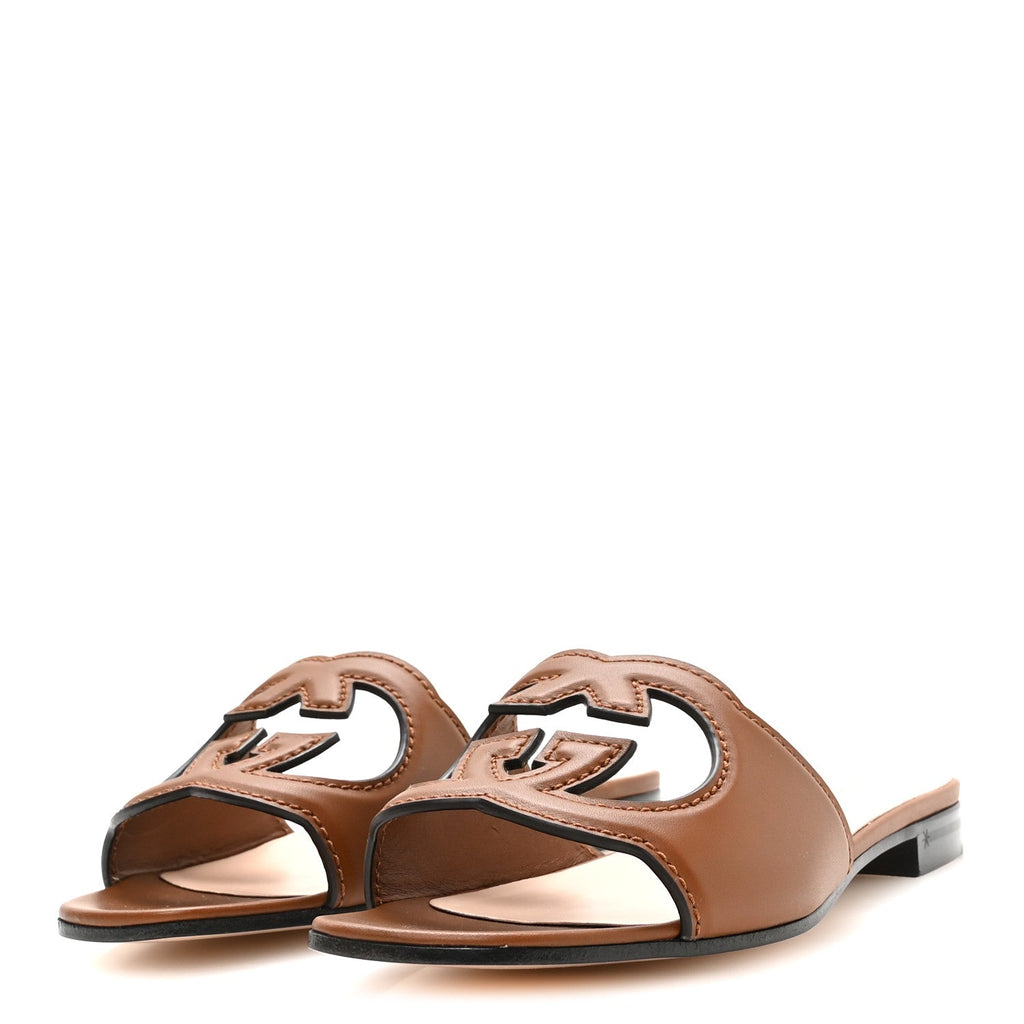 Gucci - Cosmos Softy Calfskin Interlocking G Cut Out Slide Sandals