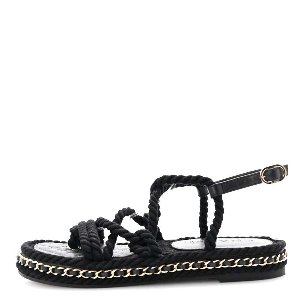 Chanel - Lambskin Cord Chain CC Sandals