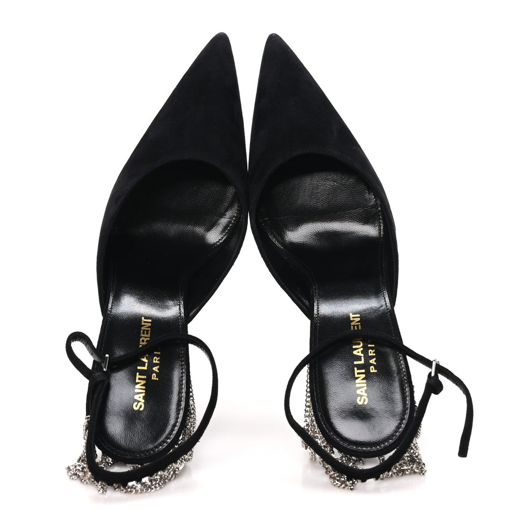 Saint Laurent - Kid Scamosciato Sling 90 Chain Pumps