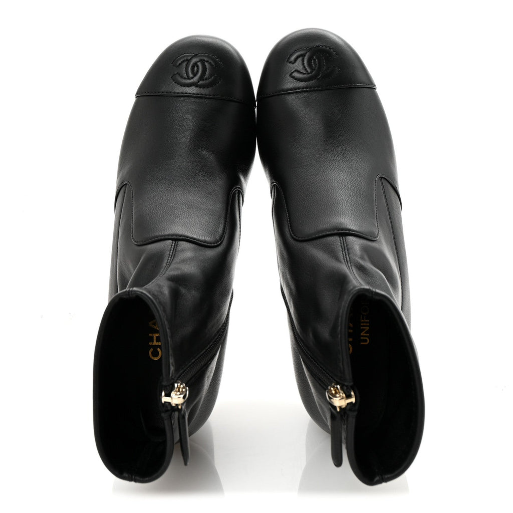 Chanel - Stretch Lambskin Cap Toe CC Short Boots