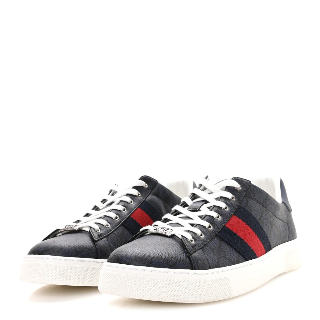 Gucci - GG Supreme Monogram Web New Ace Sneakers 9.5 Dark Blue