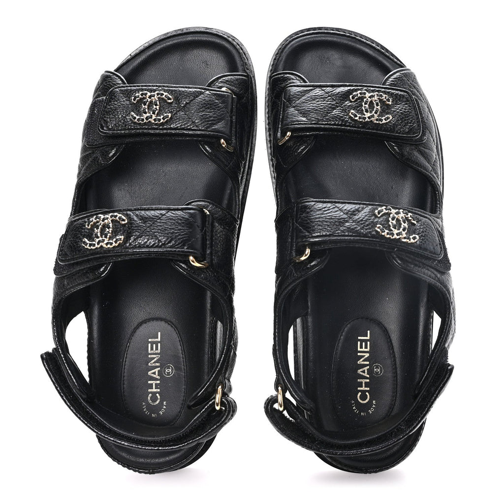 Chanel - Grained Calfskin Velcro Dad Sandals