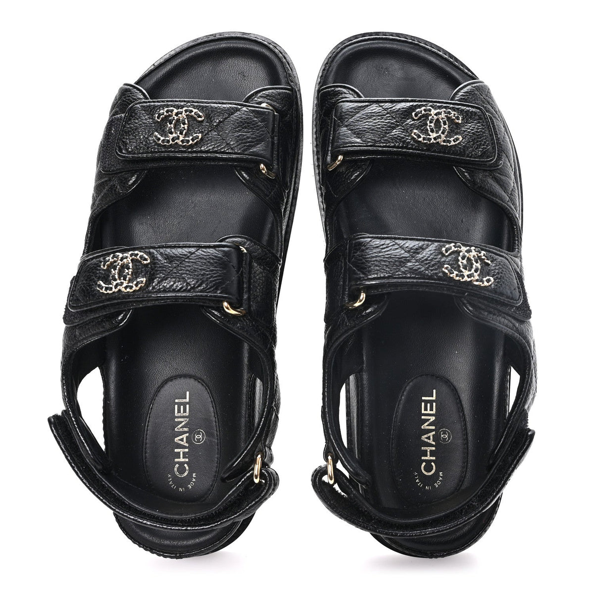 Chanel - Grained Calfskin Velcro Dad Sandals