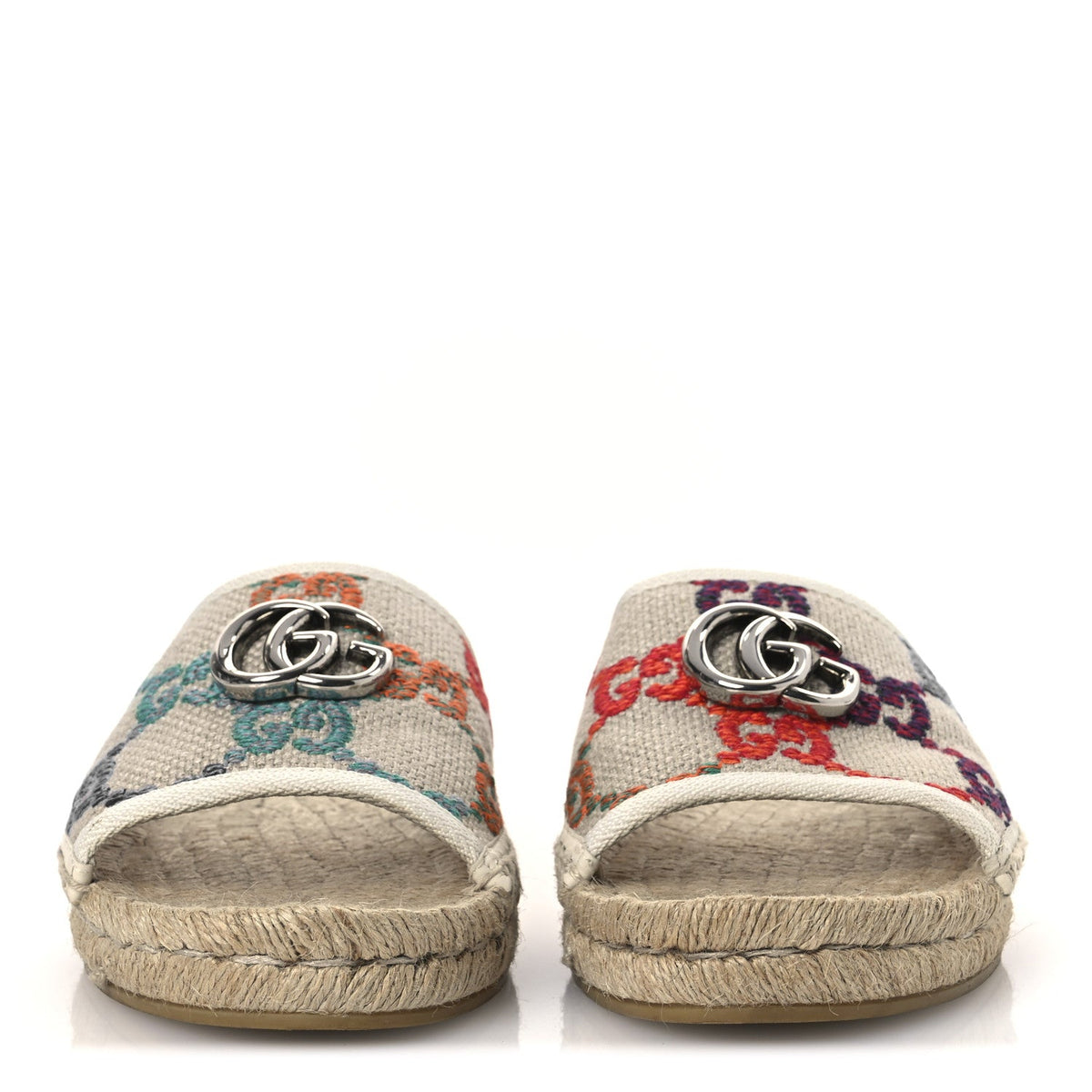Gucci - Linen Psychedelic Mini GG Espadrille Slide Sandals