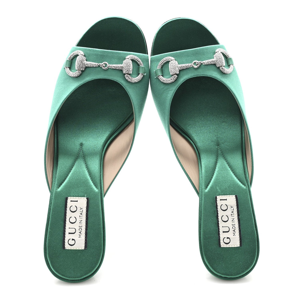 Gucci - Raso Seta Malaga Kid Crystal Horsebit Sandals