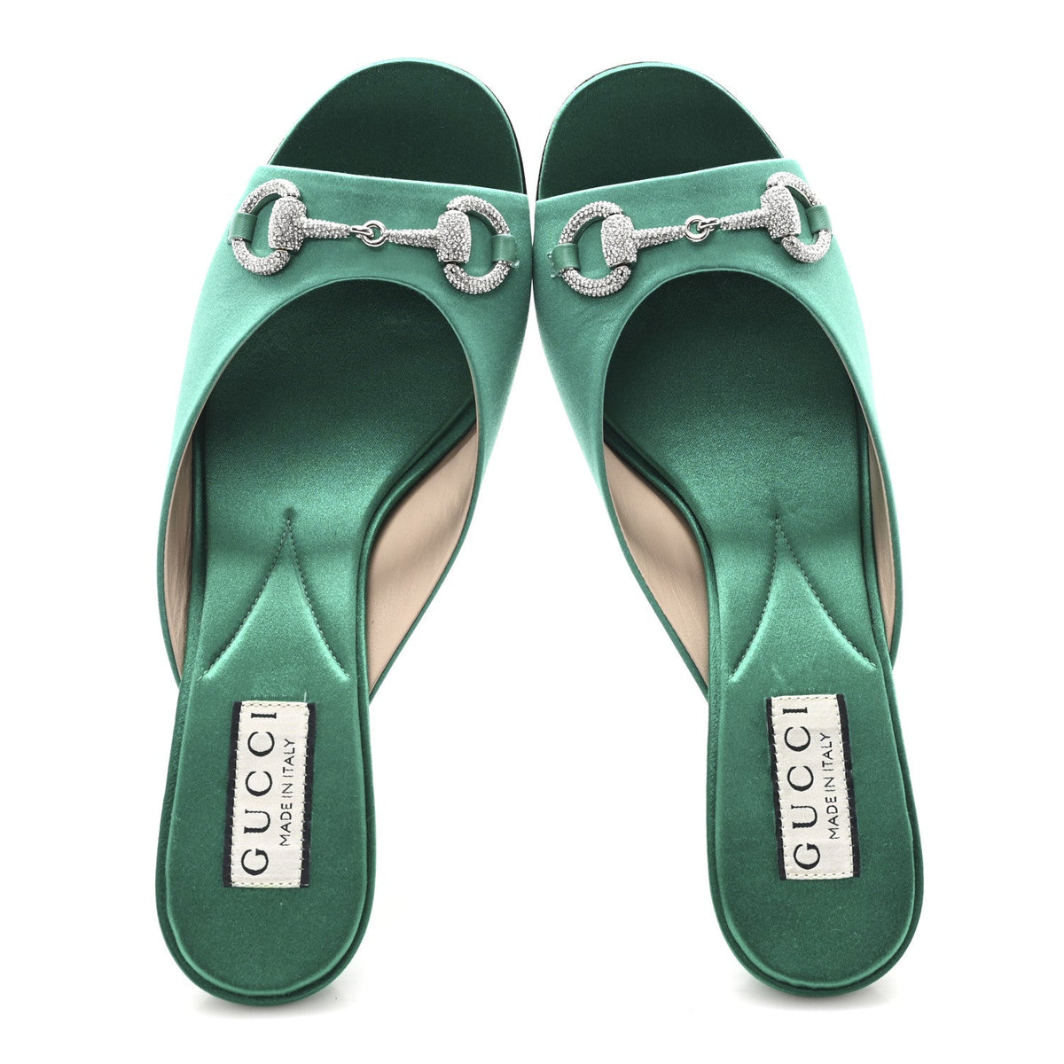 Gucci - Raso Seta Malaga Kid Crystal Horsebit Sandals
