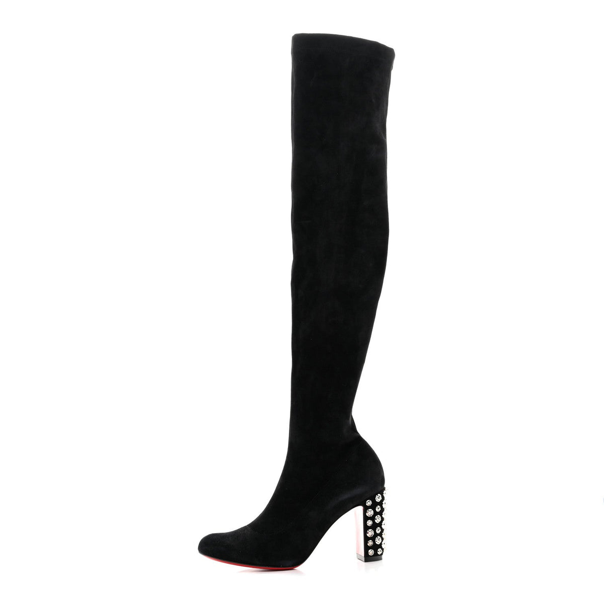Christian Louboutin - Veau Velours Spiked Study Stretch 85 Over The Knee Boots