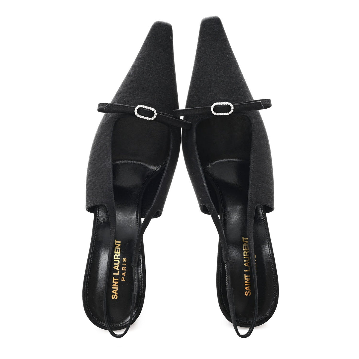 Saint Laurent - Crepe De Chine Crystal Bow Slingback Pumps