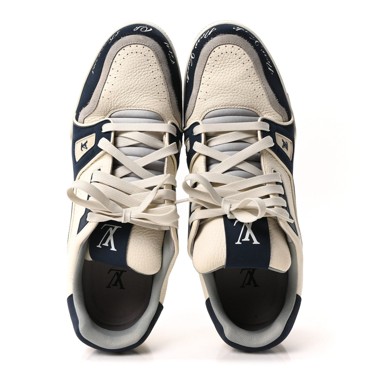Louis Vuitton - Calfskin New York City Of Dreams LV Trainer Maxi Sneakers 11 White Navy
