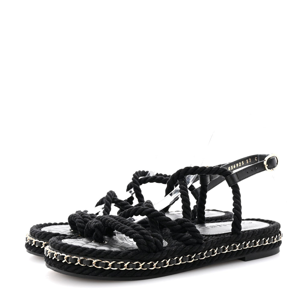 Chanel - Lambskin Cord Chain CC Sandals