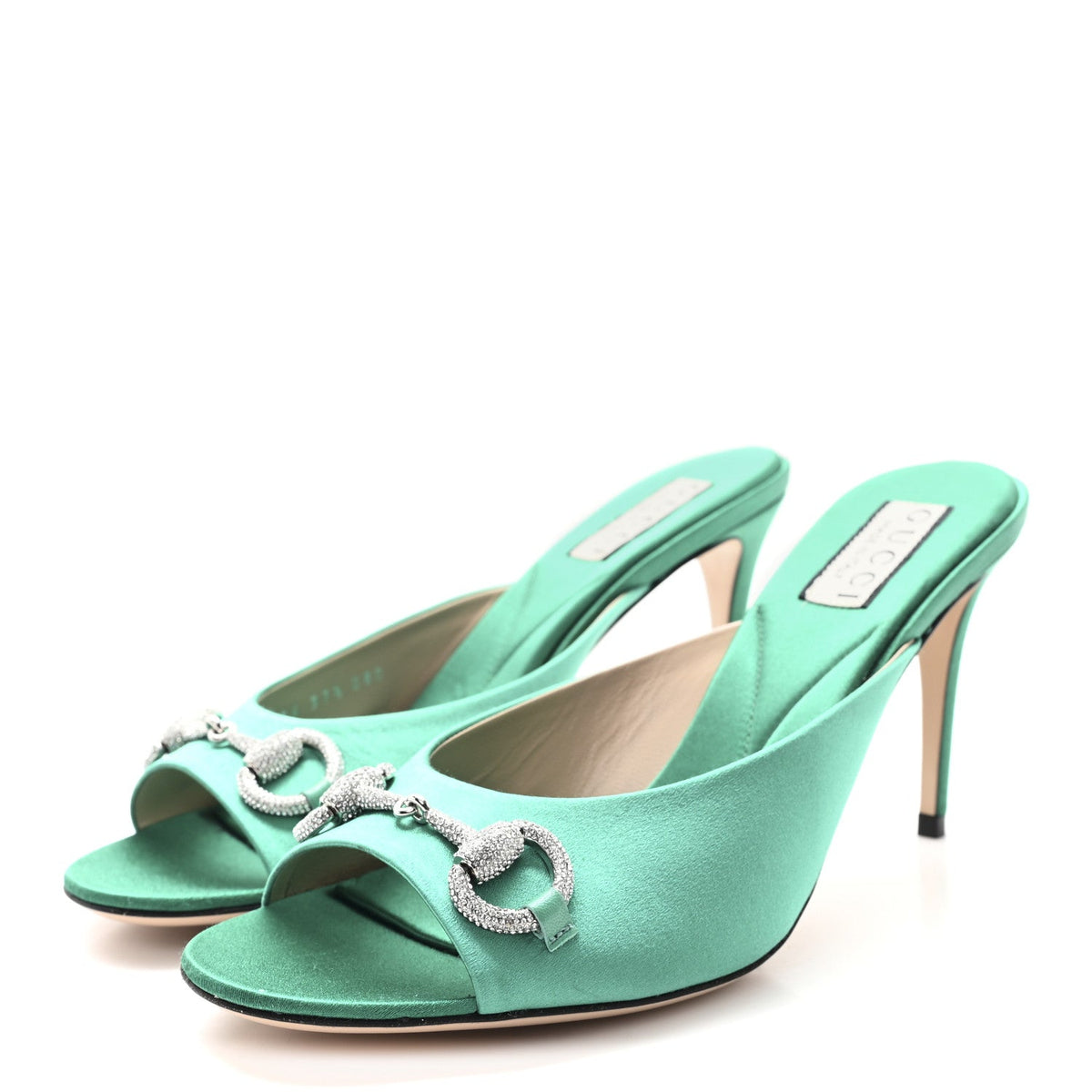 Gucci - Raso Seta Malaga Kid Crystal Horsebit Sandals