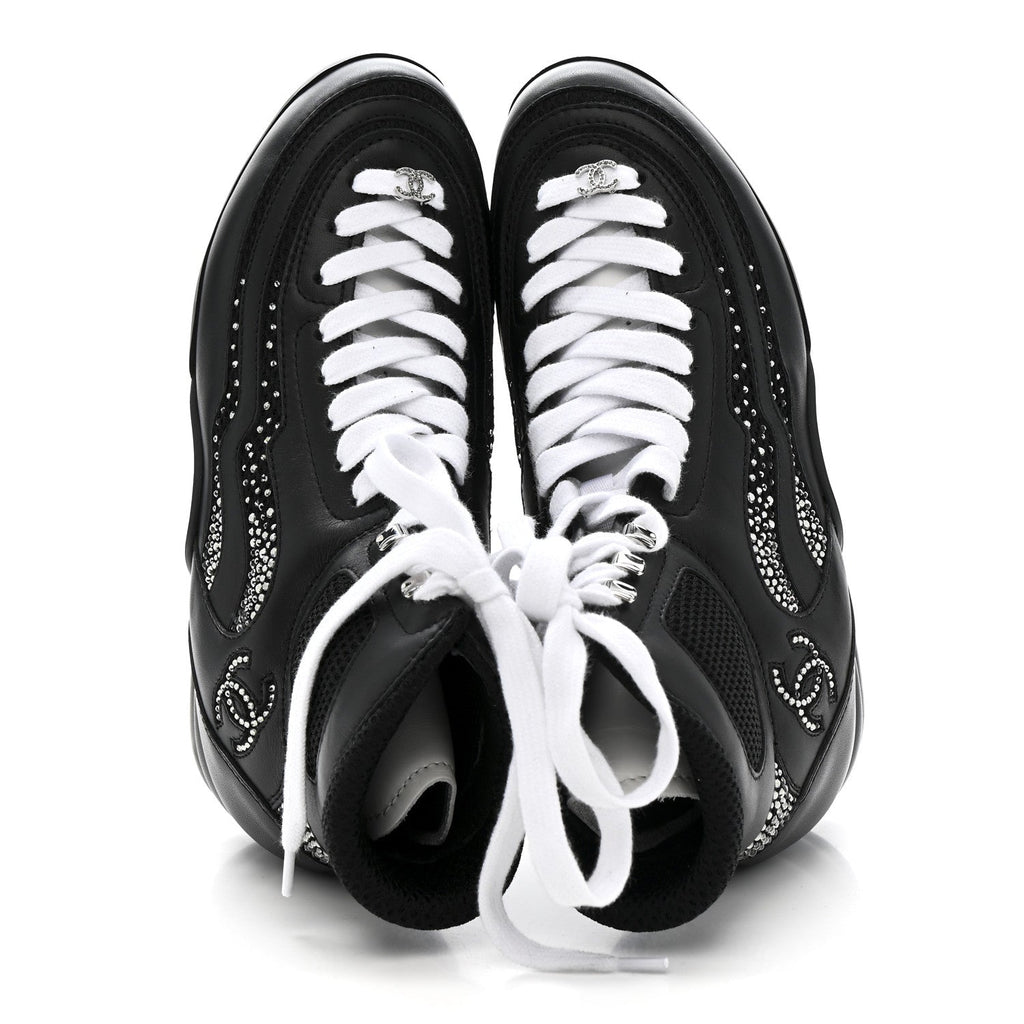Chanel - Calfskin Mesh Strass CC Sneakers