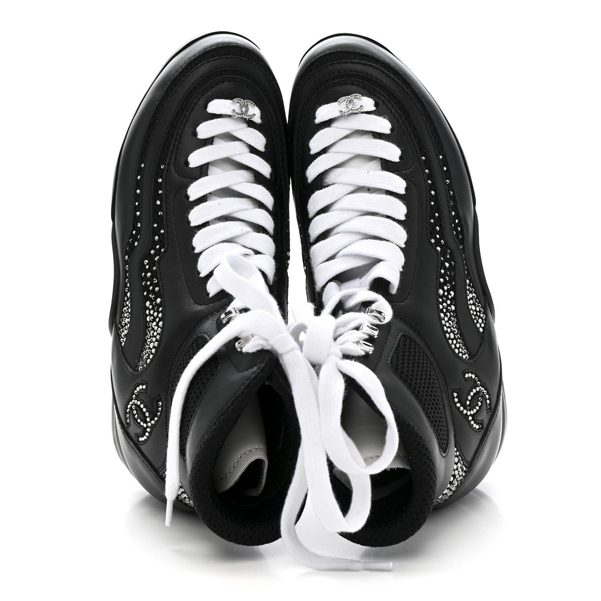 Chanel - Calfskin Mesh Strass CC Sneakers