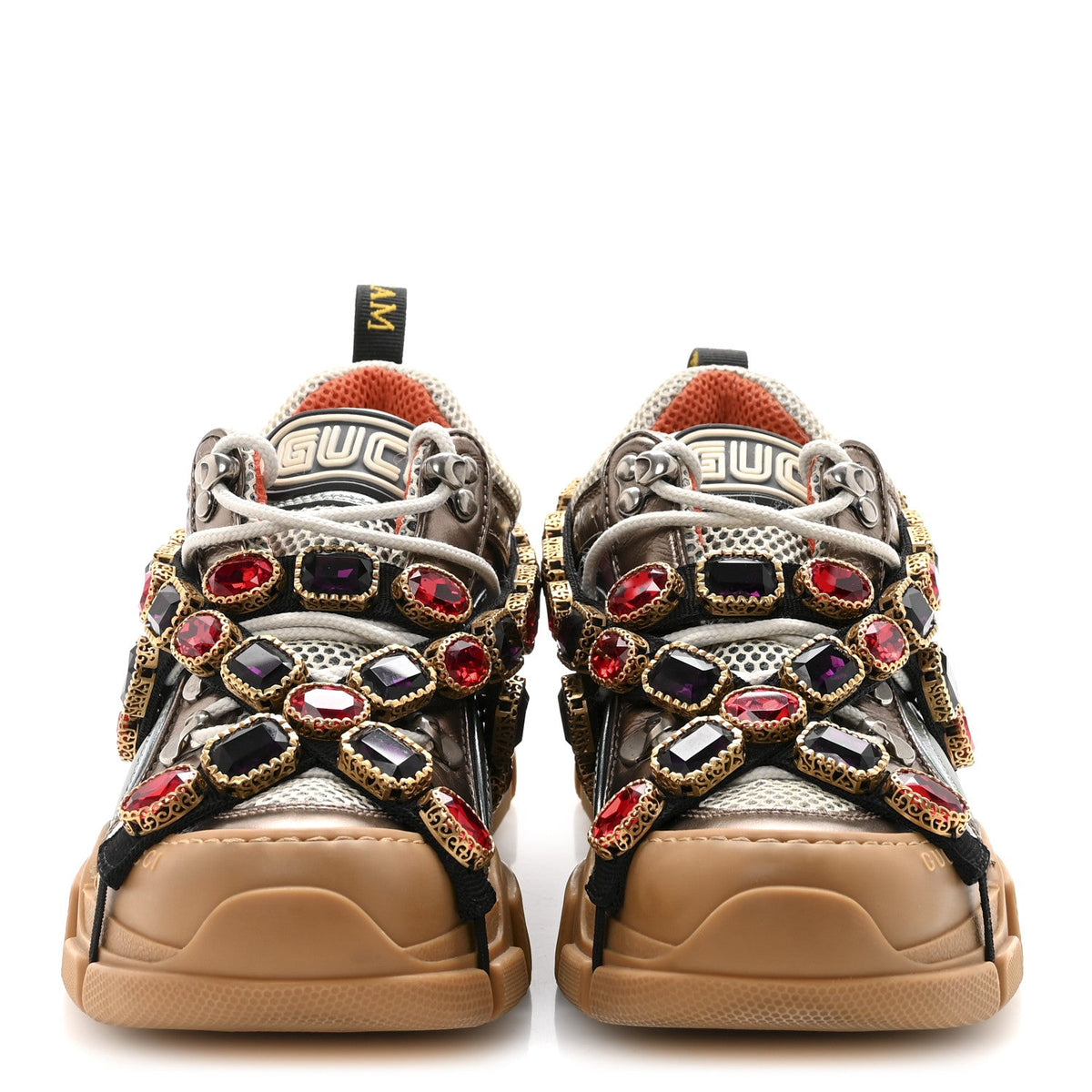 Gucci - X SEGA Metallic Calfskin Mesh Removable Crystals Flashtrek Sneakers