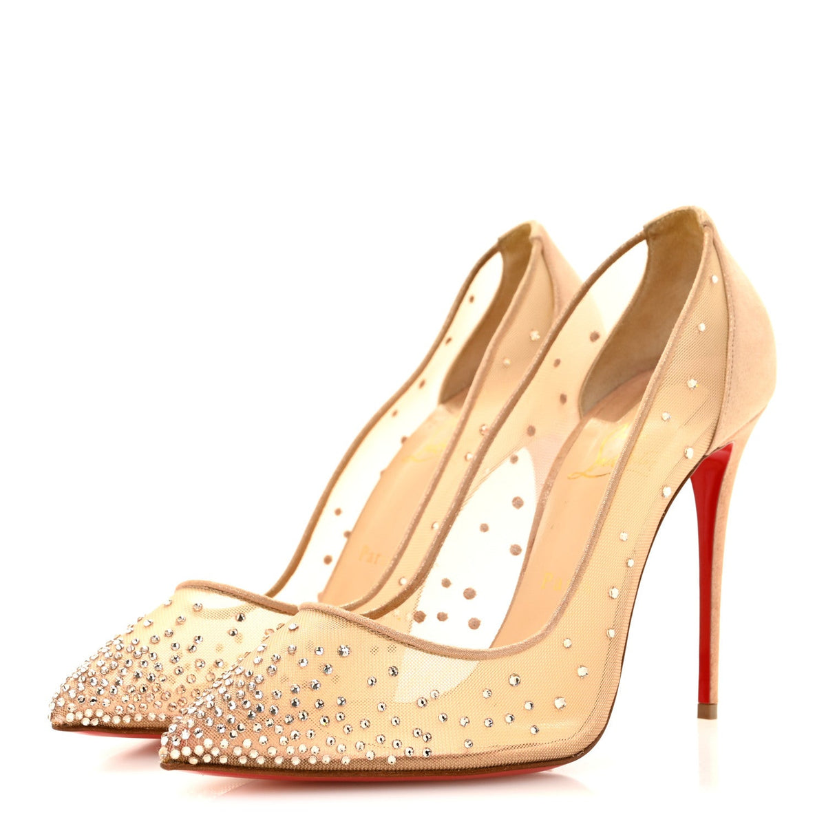 Christian Louboutin - Suede Lame Crystal Strass Follies 100 Pumps