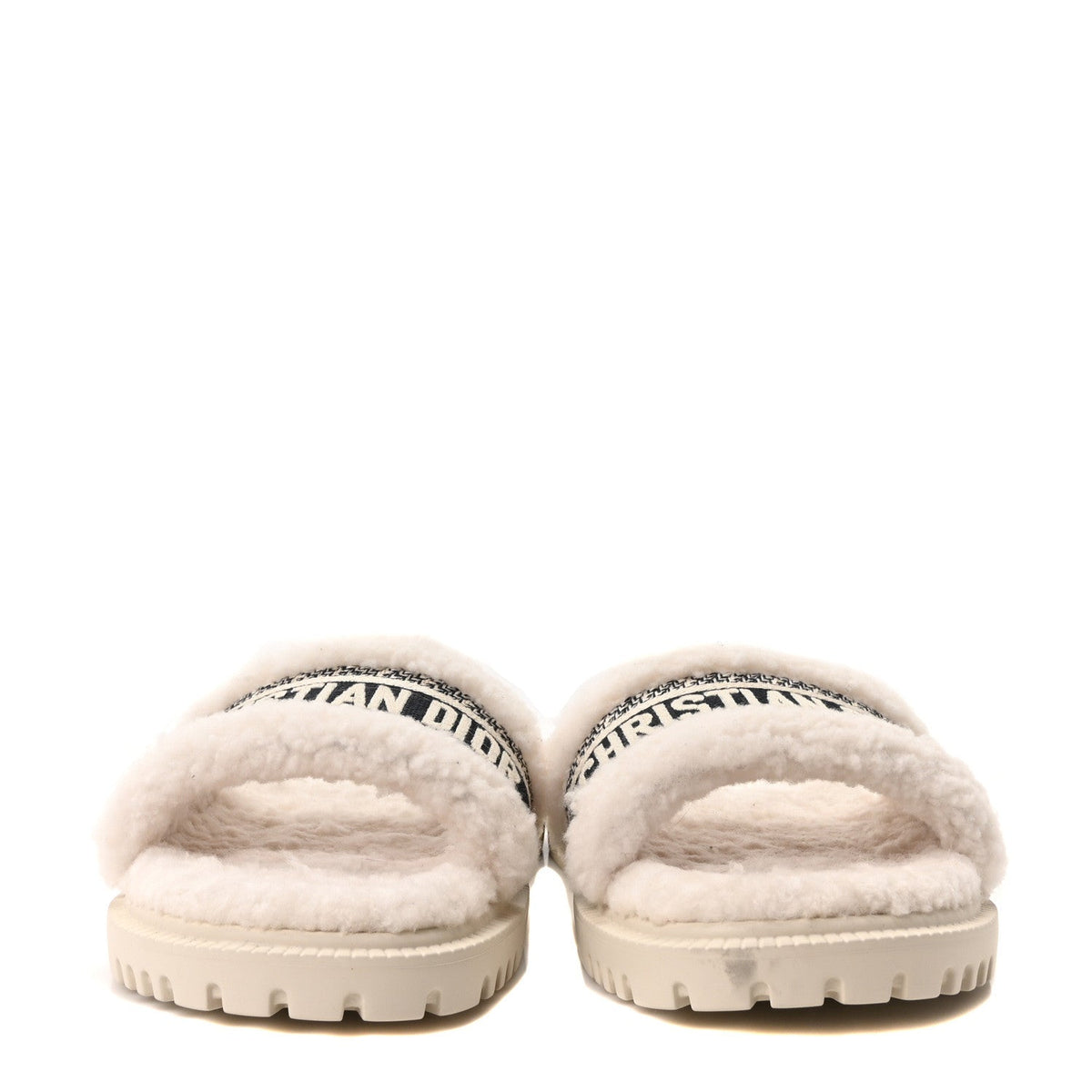 Dior - Shearling Canvas Embroidered Dway 10mm Slide Sandals