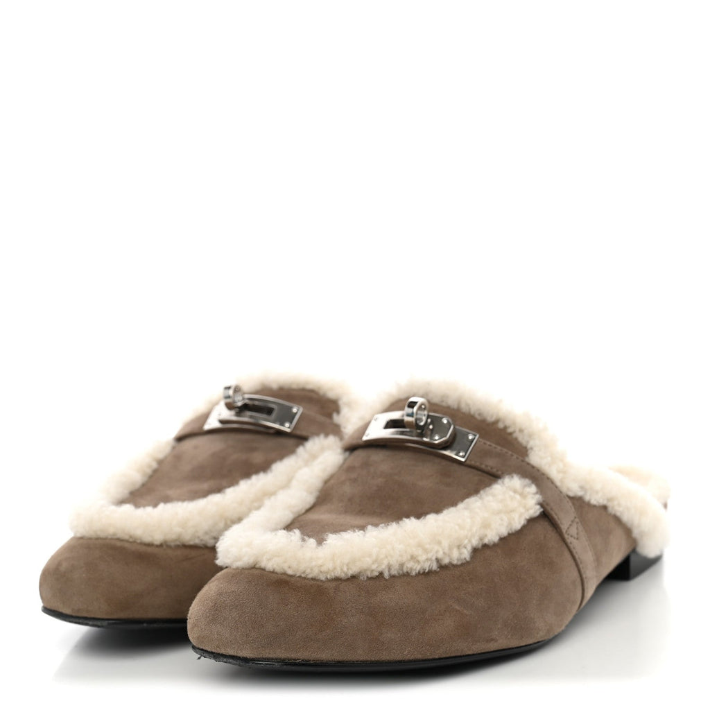 Hermès - Suede Goatskin Shearling Oz Mules