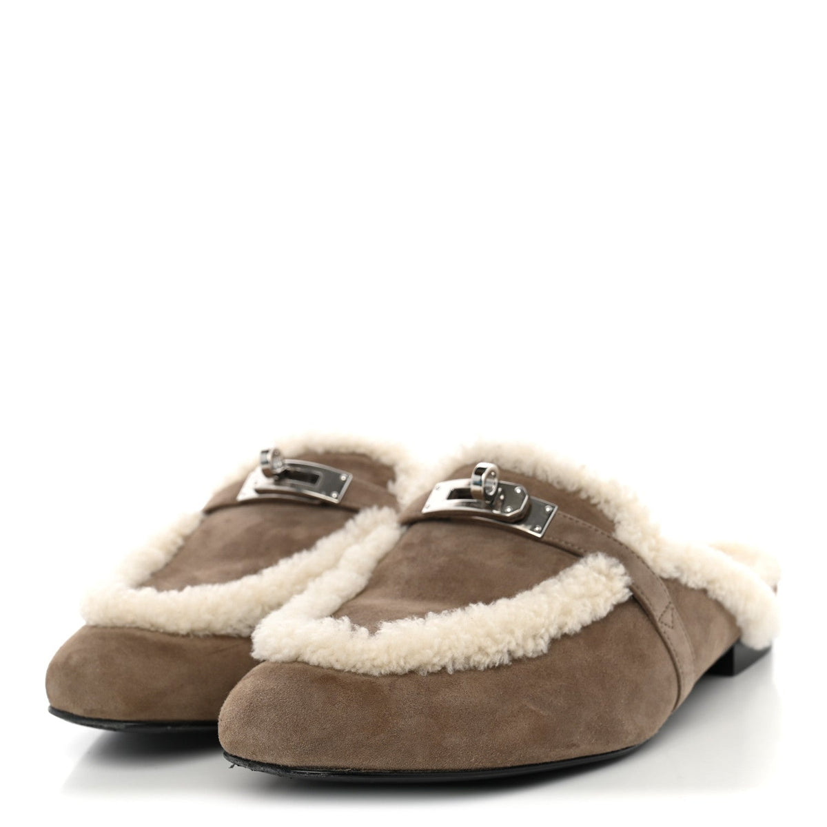 Hermès - Suede Goatskin Shearling Oz Mules