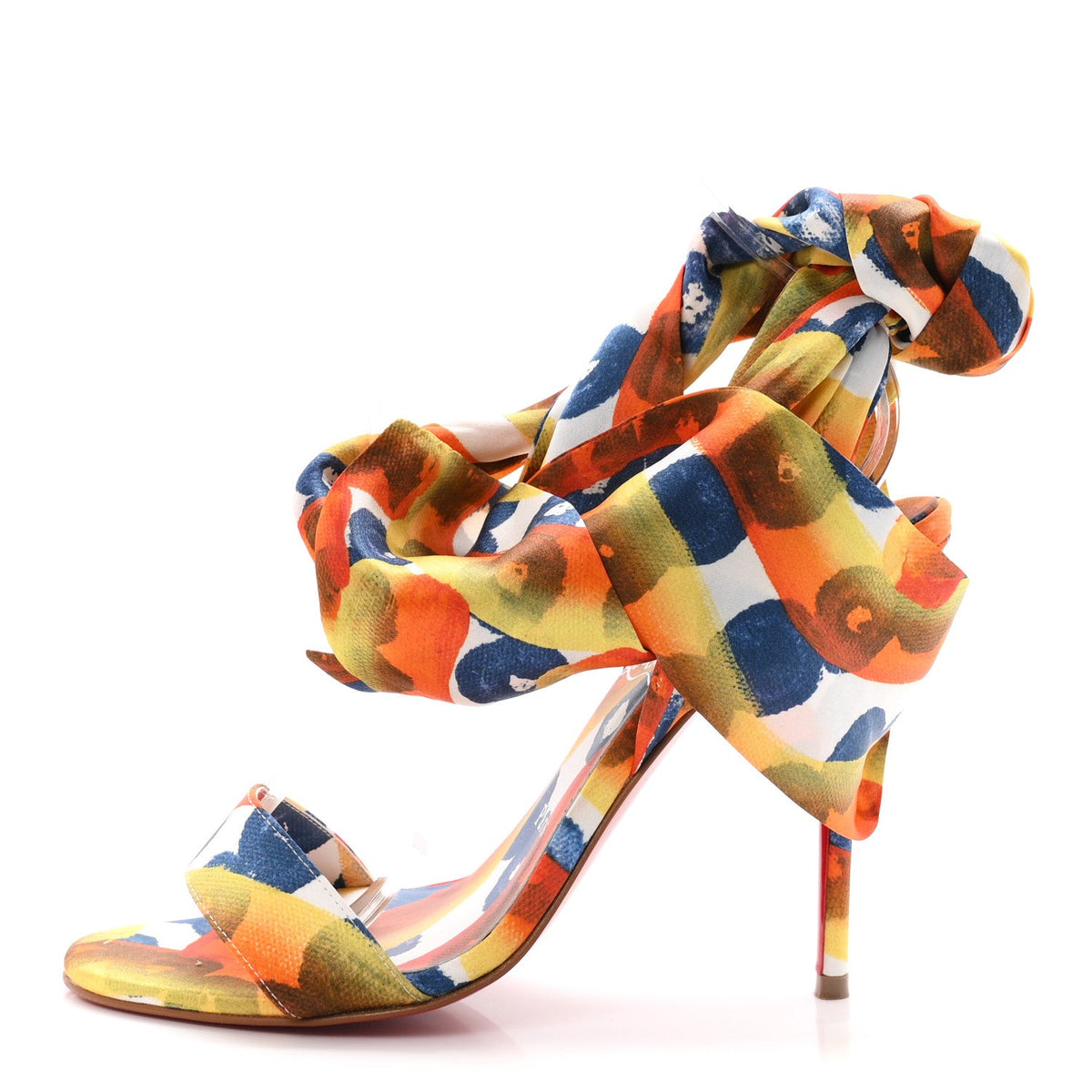 Christian Louboutin - Crepe Satin Gaagal Miss Z Du Desert 100 Ankle Wrap Sandals