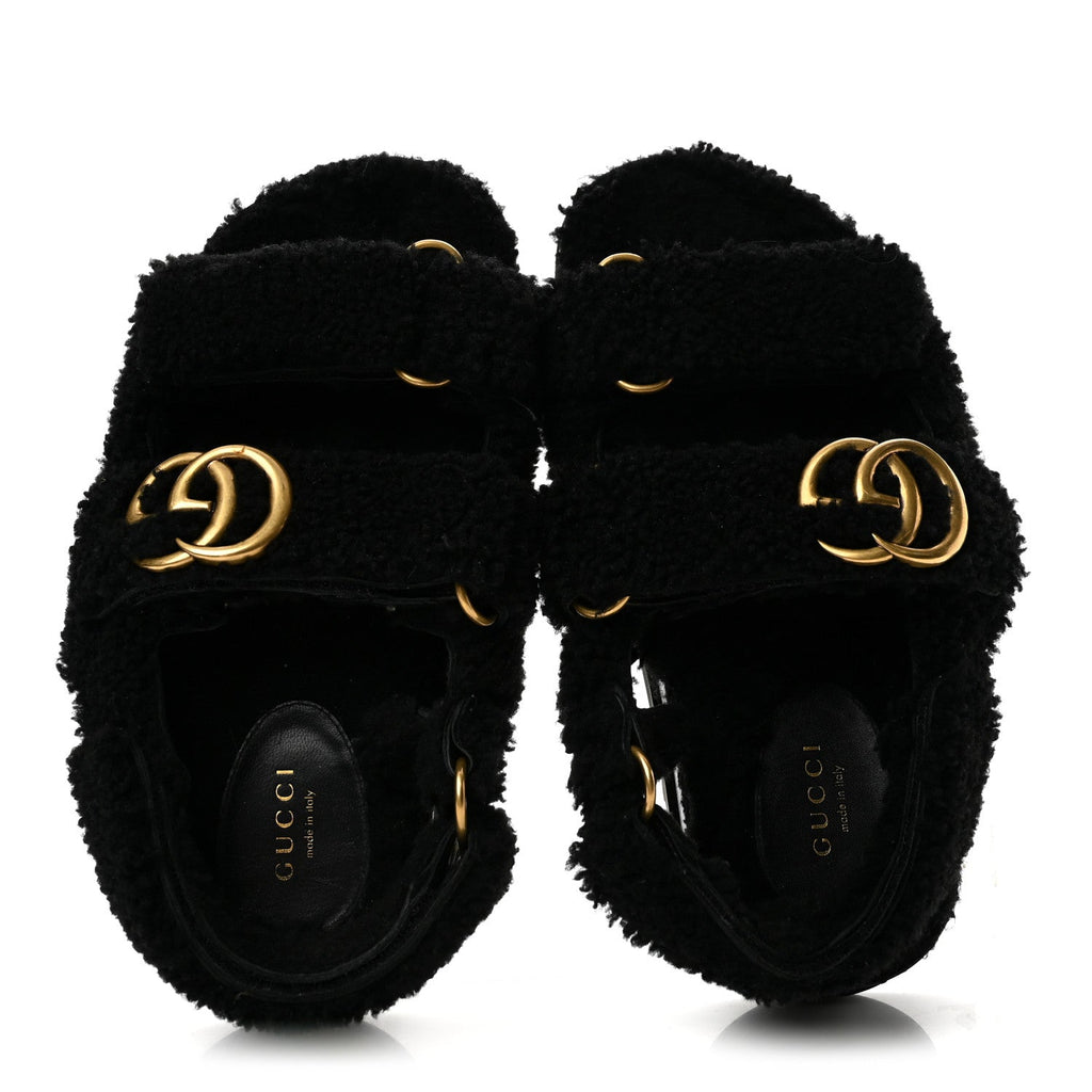 Gucci - Shearling Double G Dad Sandals