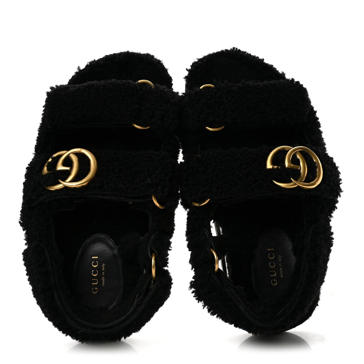Gucci - Shearling Double G Dad Sandals