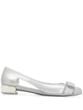 Ferragamo - Bow-detail Glitter Flat Pumps