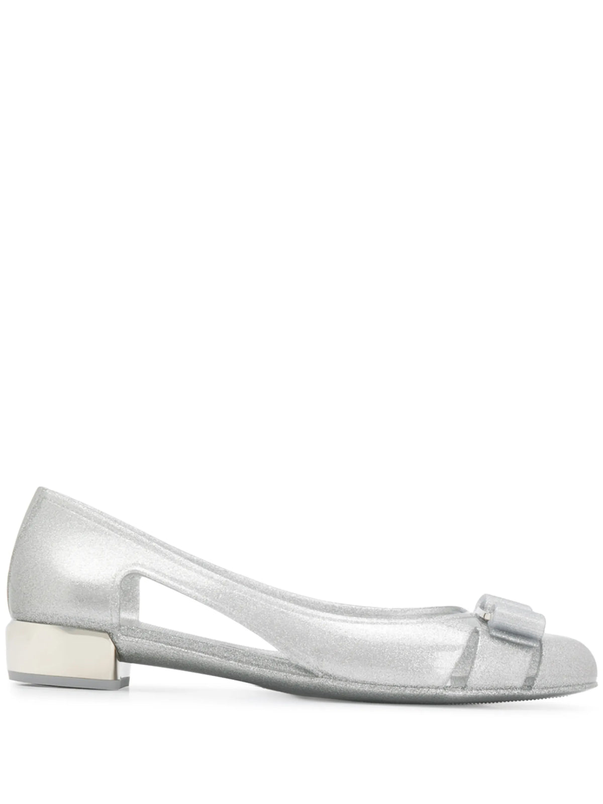 Ferragamo - Bow-detail Glitter Flat Pumps