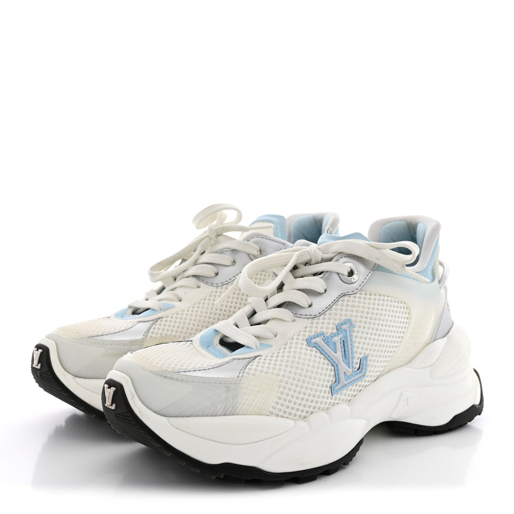 Louis Vuitton - Metallic Calfskin Technical Mesh Rubber Run 55 Sneakers