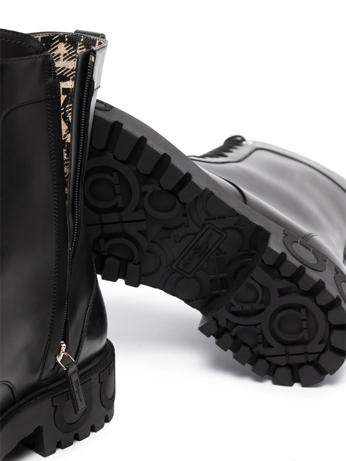 Ferragamo - Gancini Leather Combat Boots