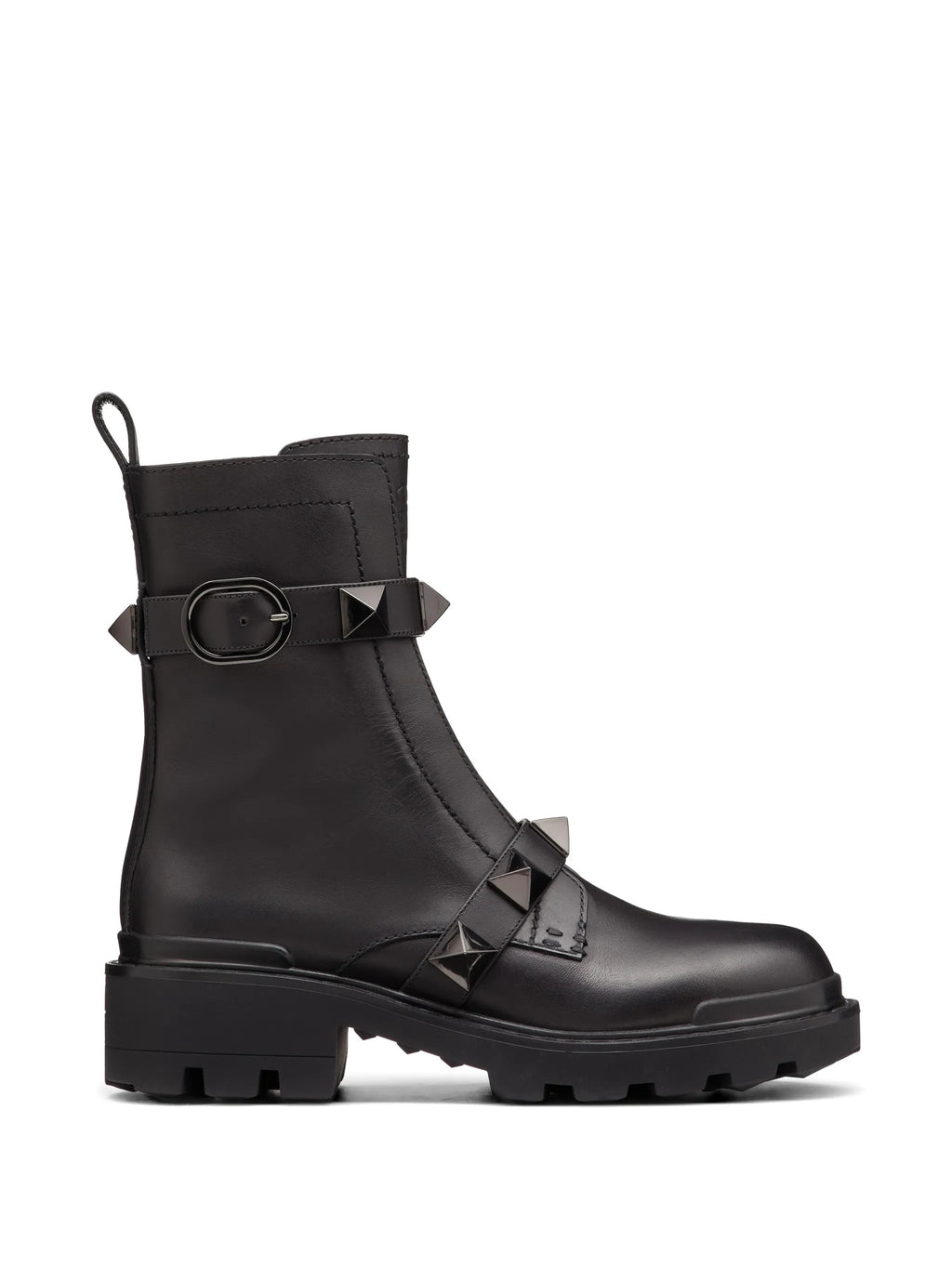 Valentino - Black-Rockstud Leather Ankle Boots