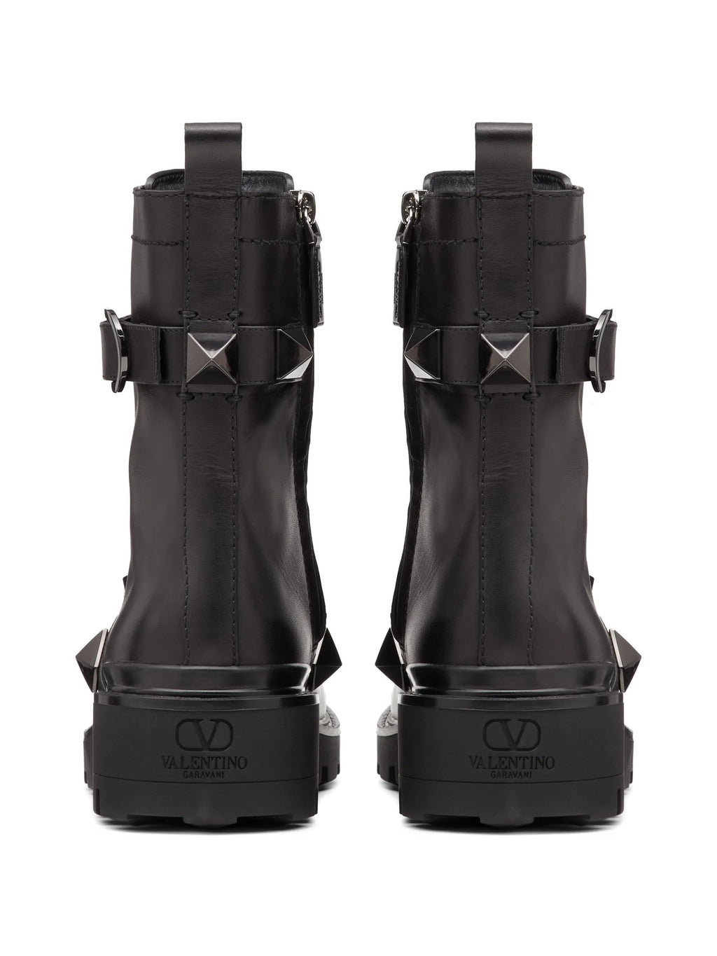 Valentino - Black-Rockstud Leather Ankle Boots