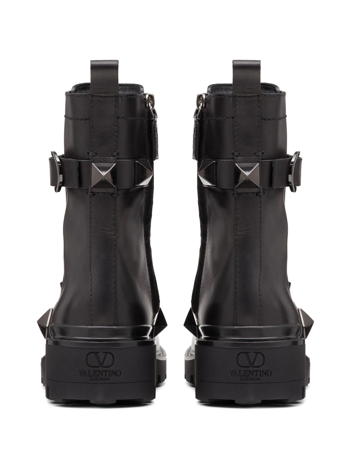 Valentino - Black-Rockstud Leather Ankle Boots