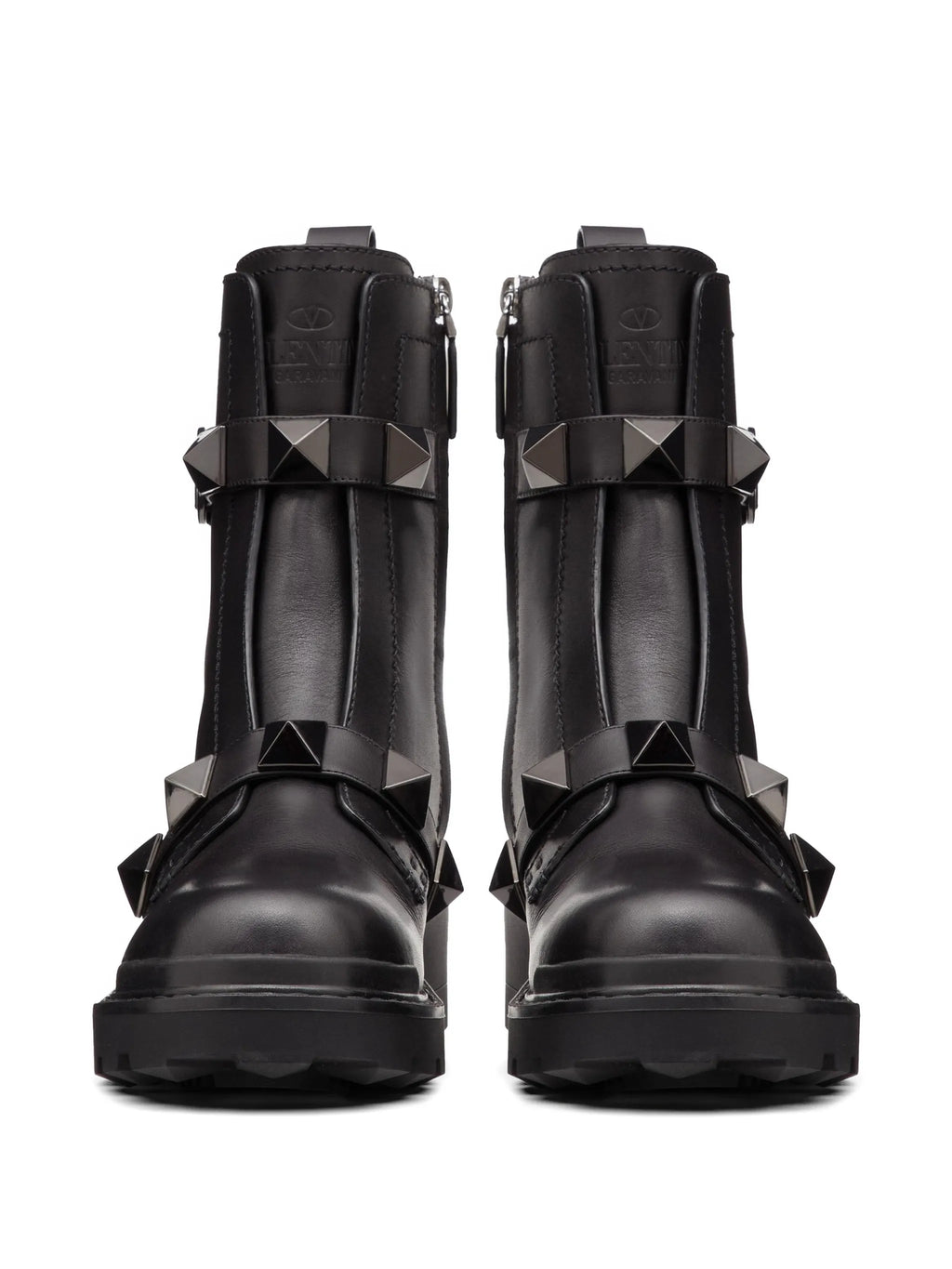 Valentino - Black-Rockstud Leather Ankle Boots