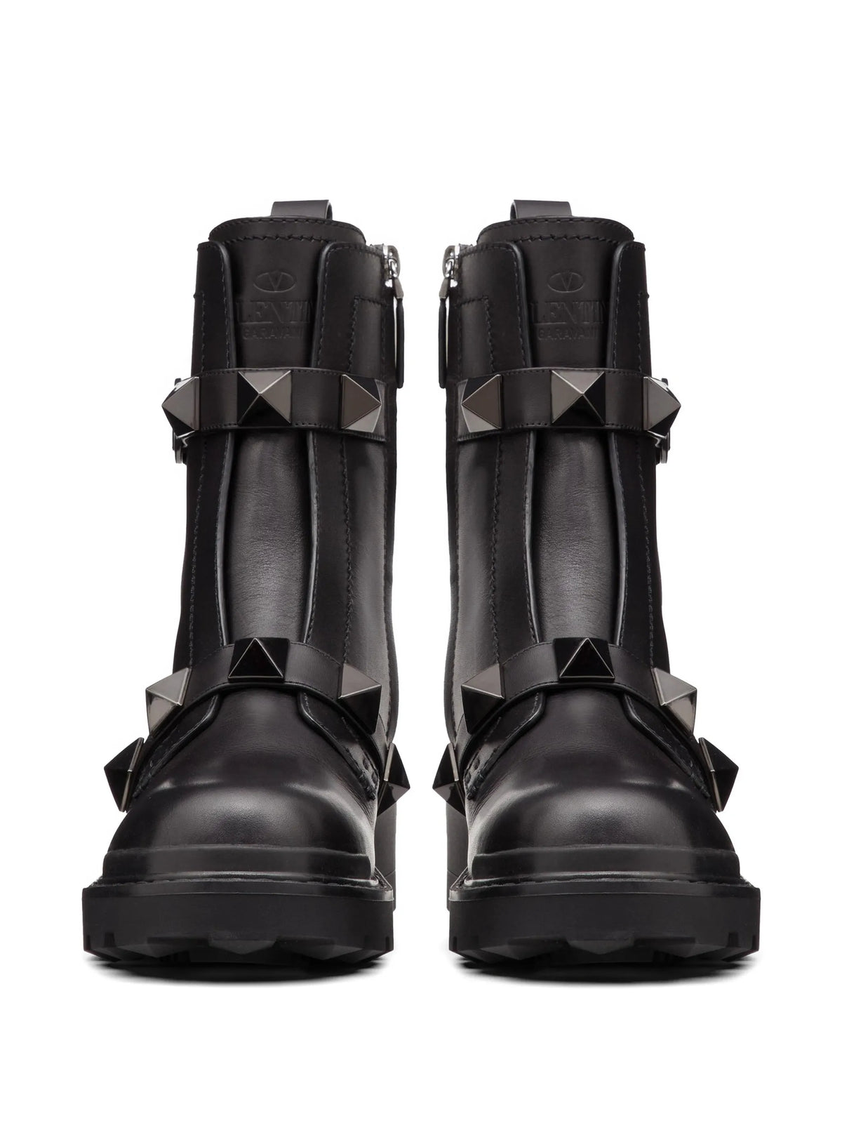 Valentino - Black-Rockstud Leather Ankle Boots