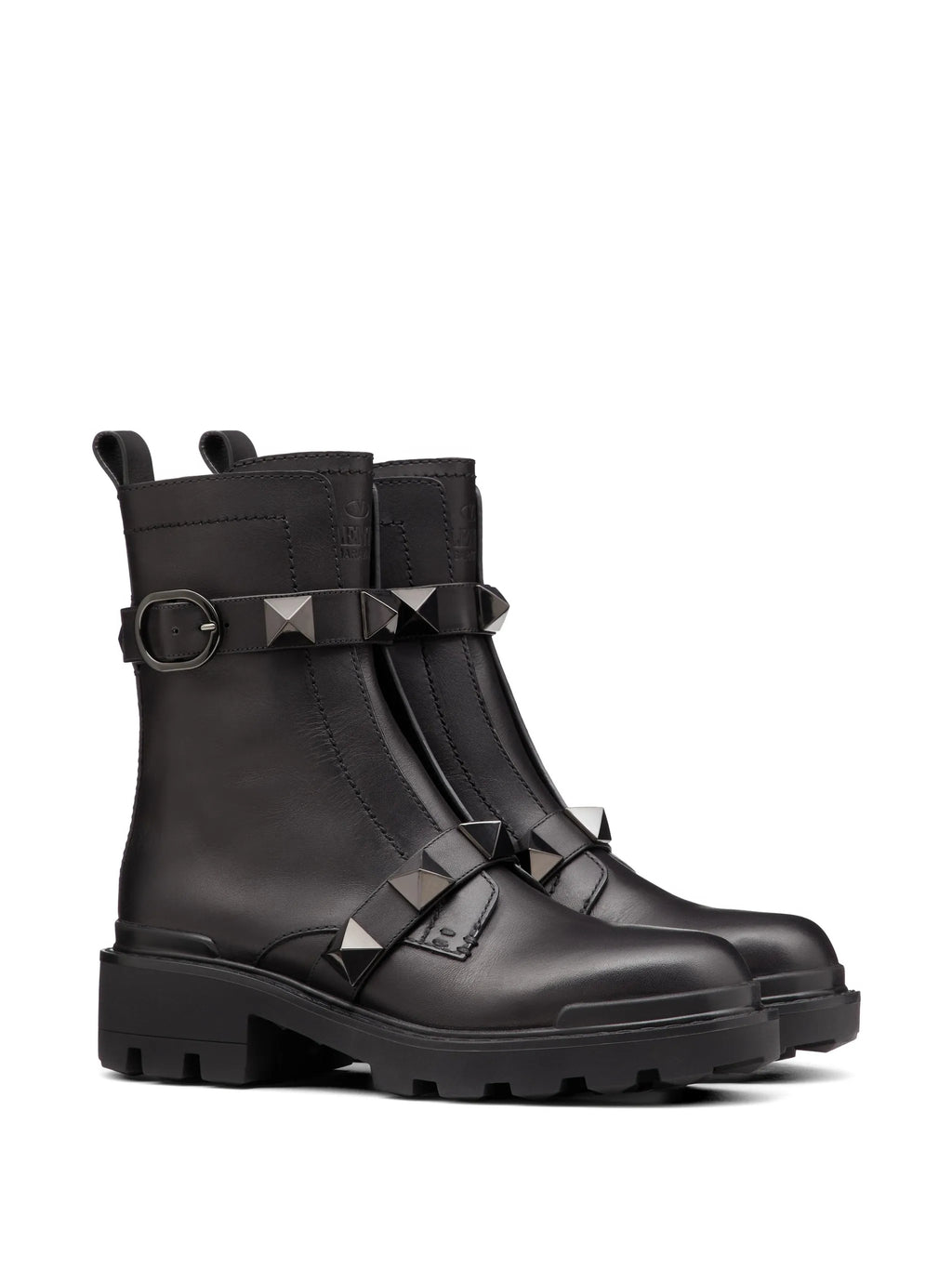 Valentino - Black-Rockstud Leather Ankle Boots