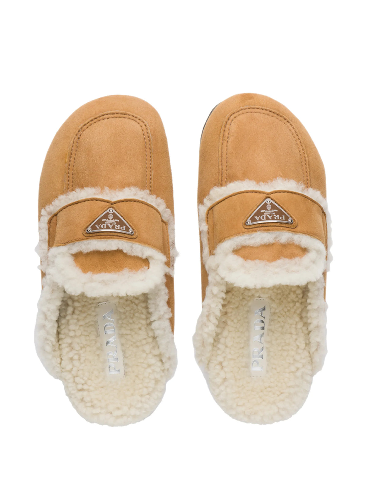 Prada - Triangle Logo Lined Slippers