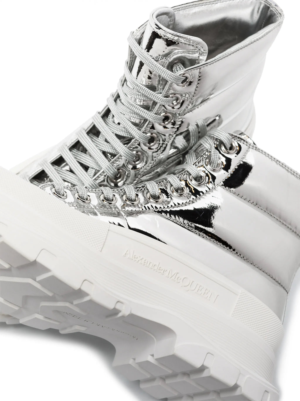 Alexander McQueen - Metallic Thread Slick Combat Boots