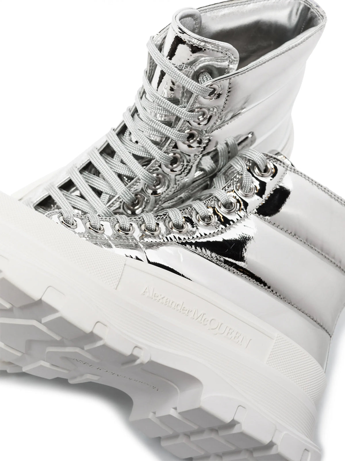 Alexander McQueen - Metallic Thread Slick Combat Boots