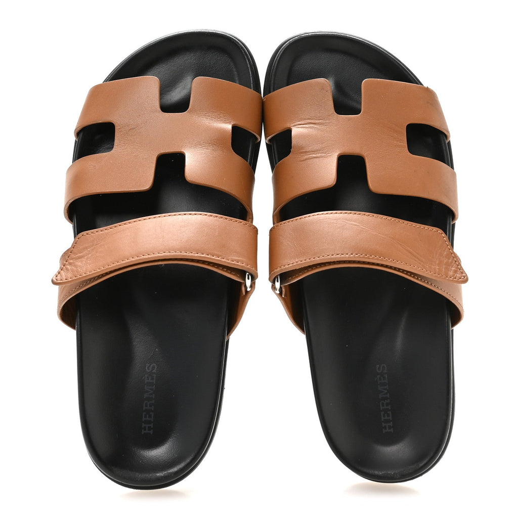 Hermès - Calfskin Embroidered Chypre Sandals
