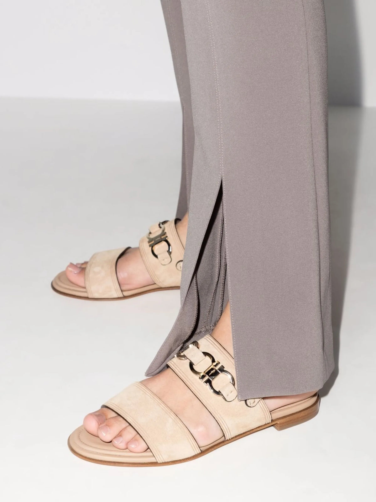 Ferragamo - Gancini-plaque Suede Sandals
