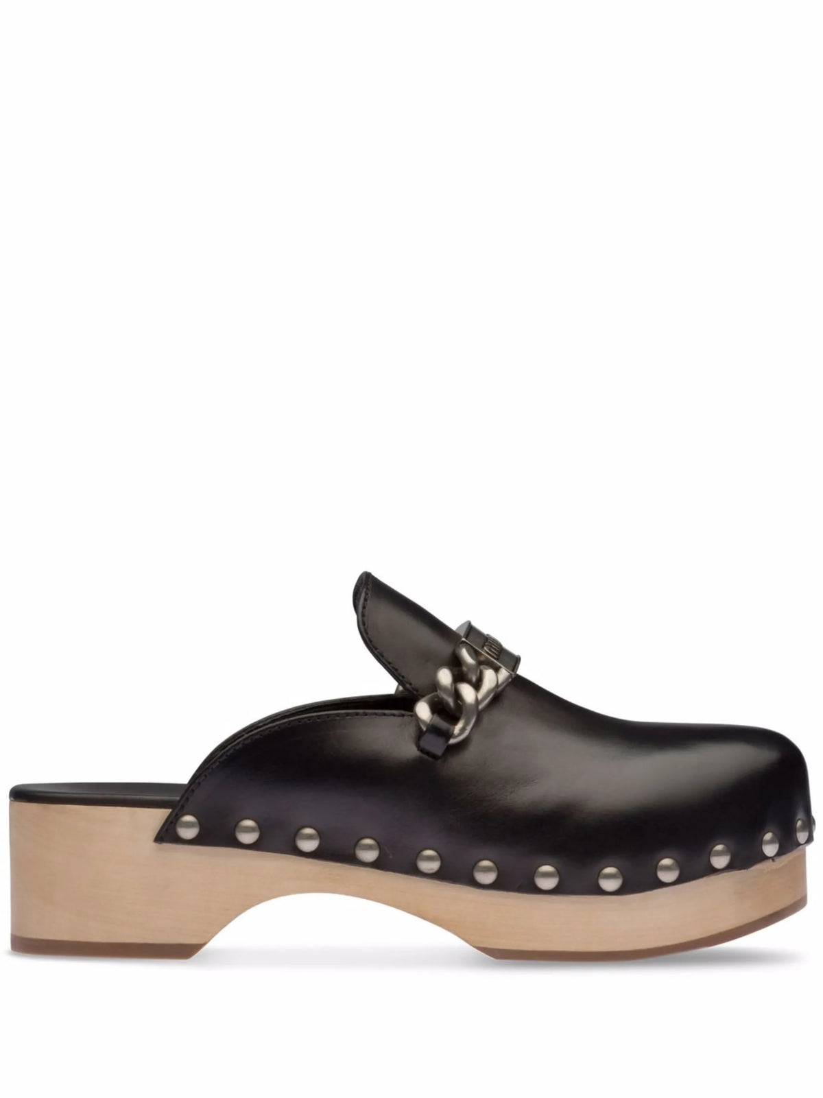 Miu Miu - Studded Chain-strap Leather Clogs