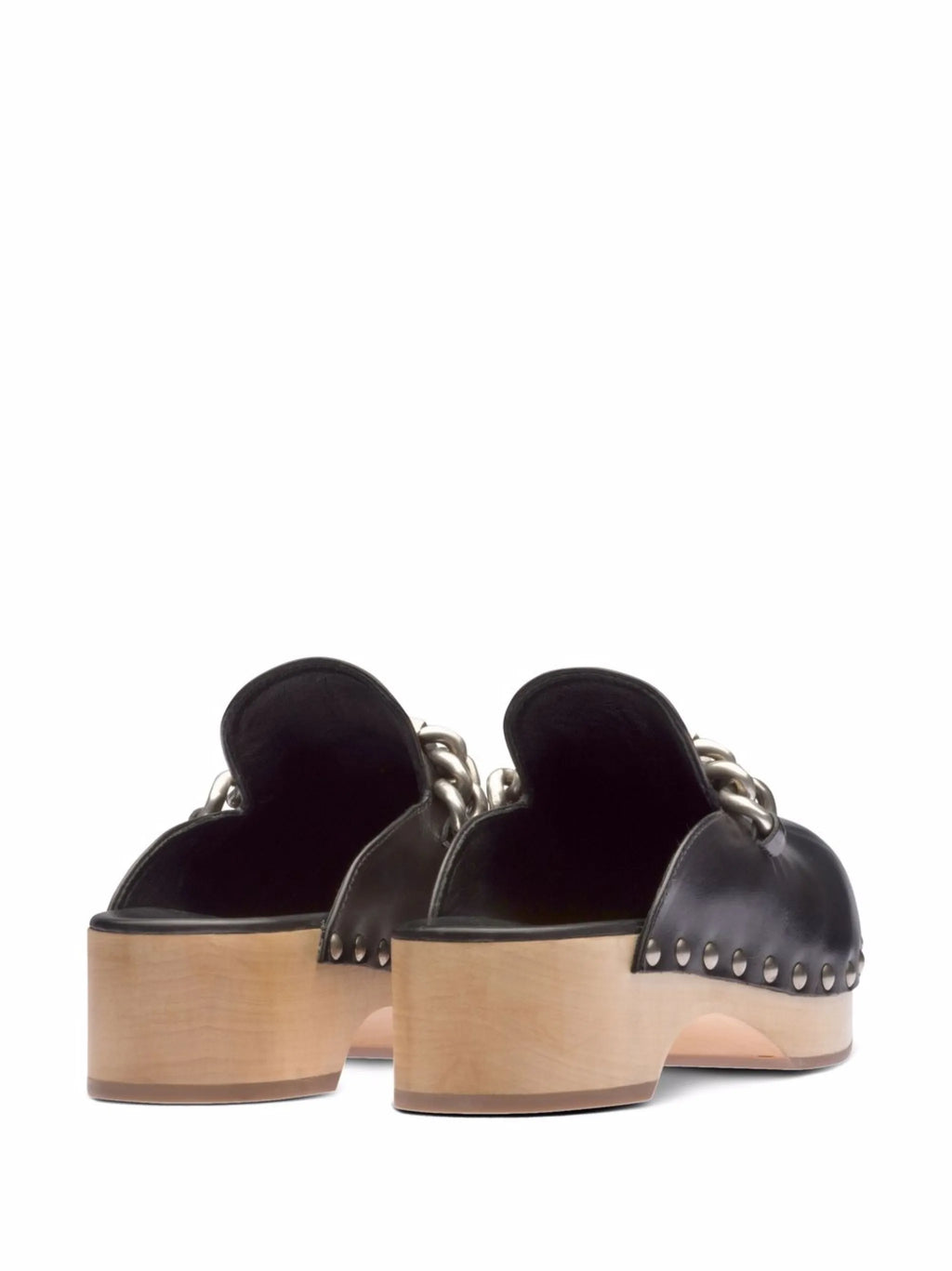 Miu Miu - Studded Chain-strap Leather Clogs