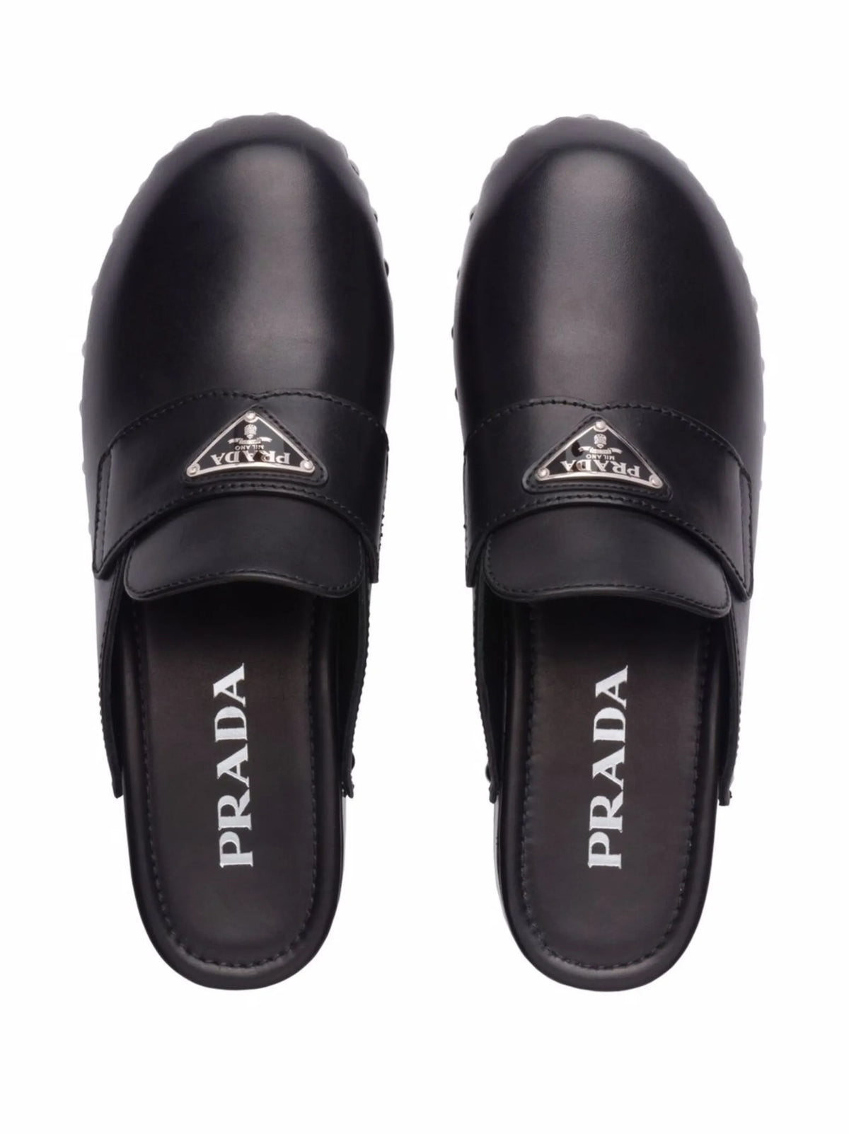 Prada - Triangle Logo Studded Clogs