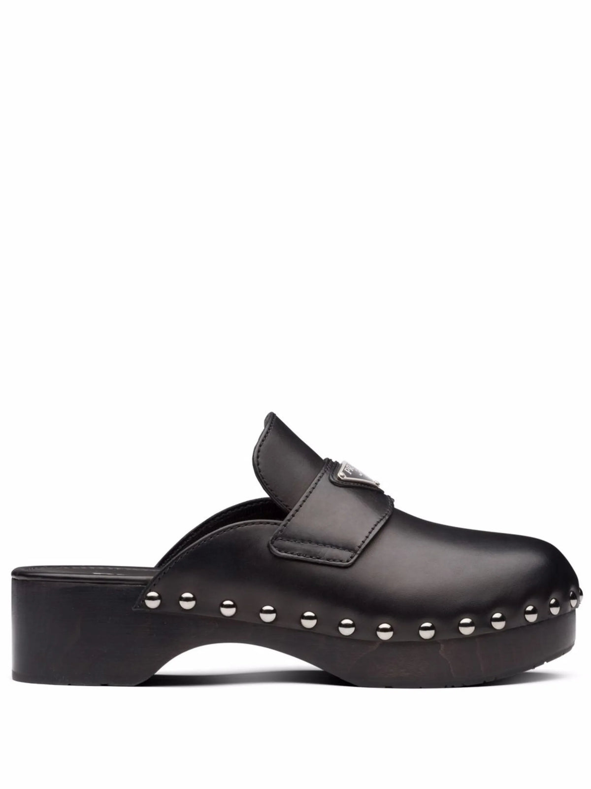 Prada - Triangle Logo Studded Clogs