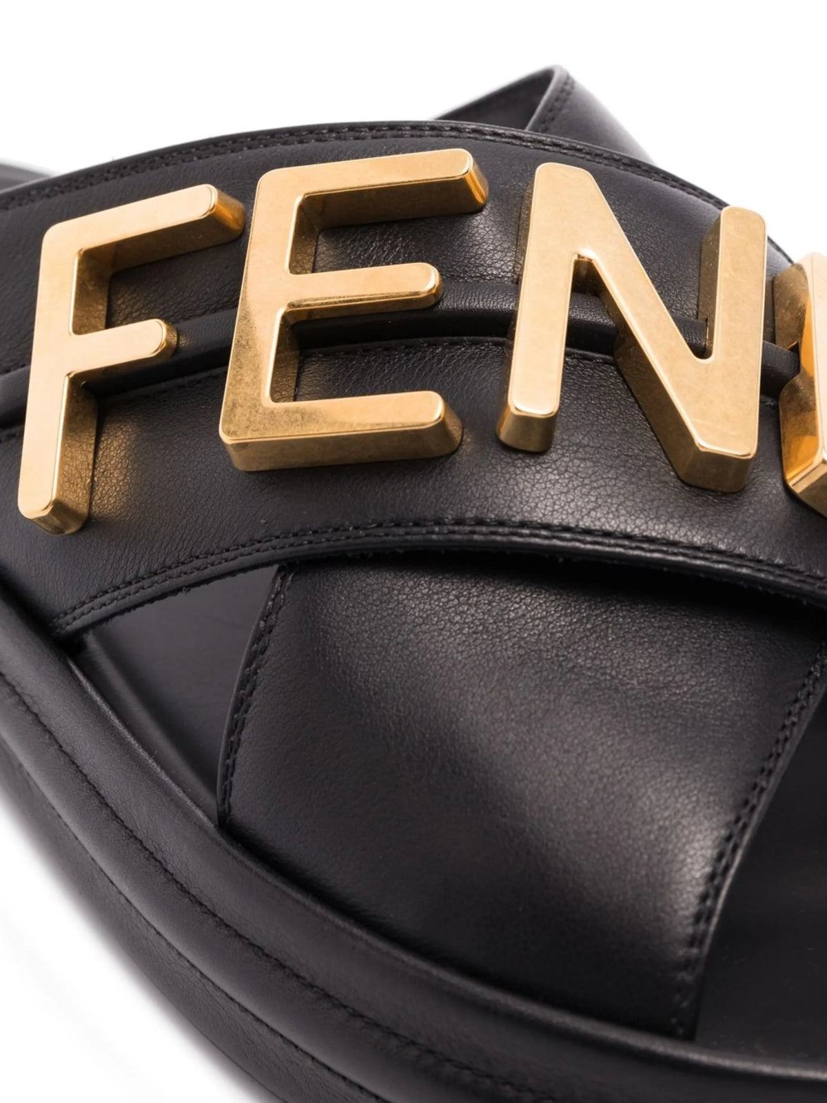 Fendi - Logo-plaque Leather Slides