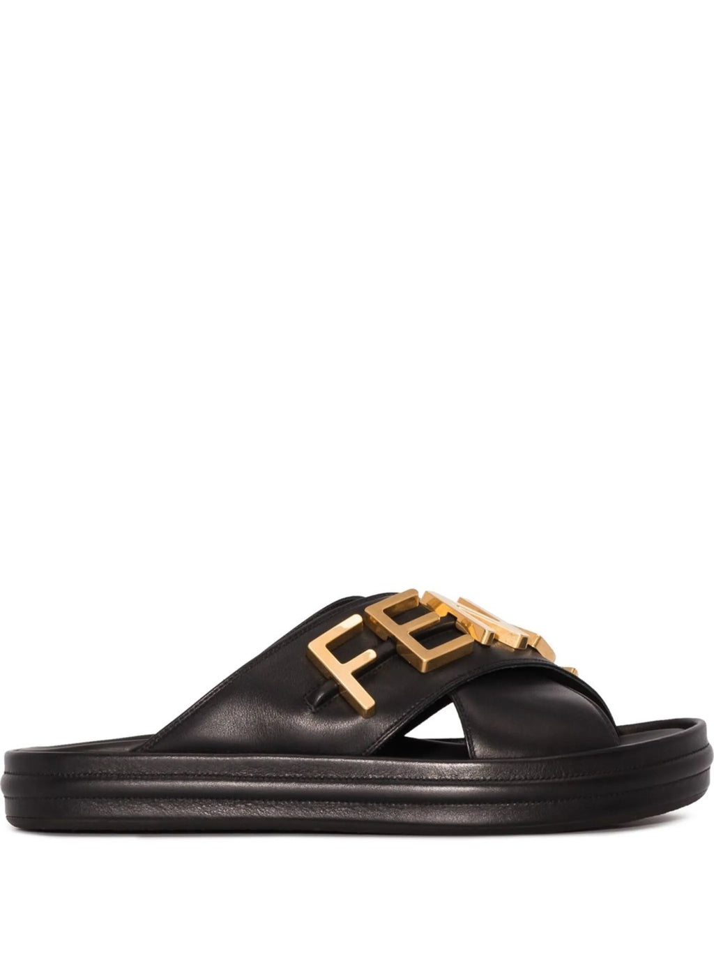 Fendi - Logo-plaque Leather Slides